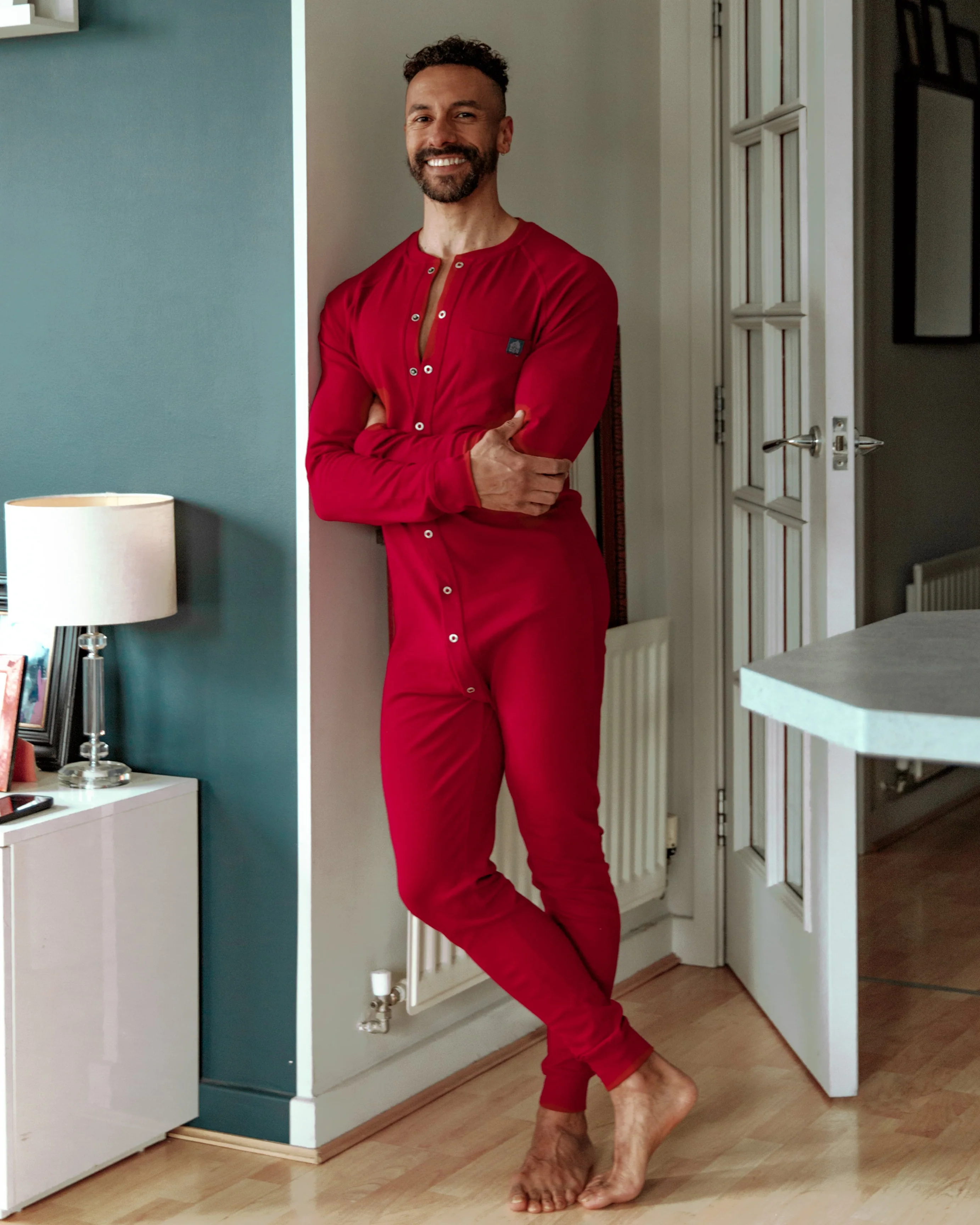 Long Sleeve Union Suit - Red