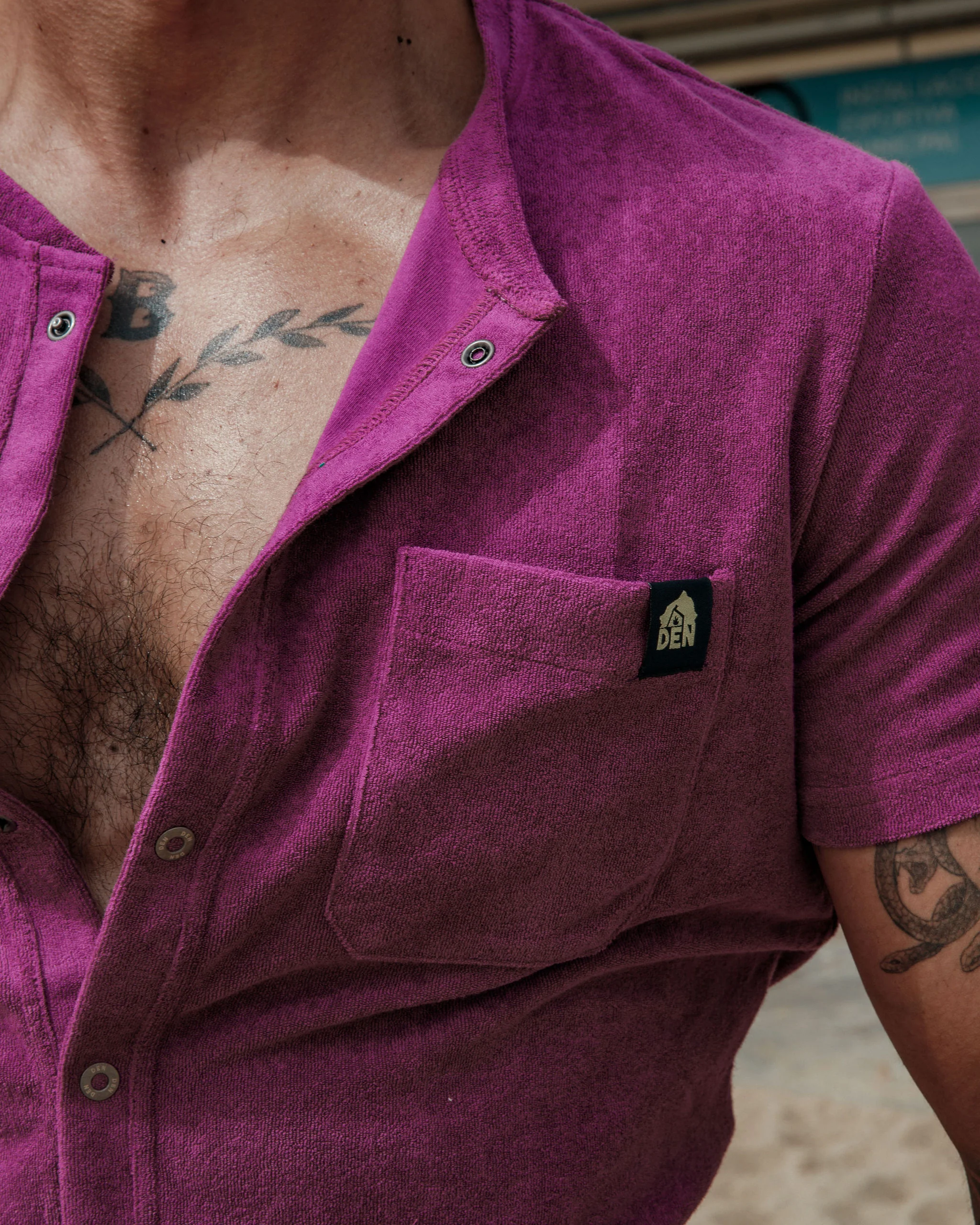 Short Sleeve Towelling Union Suit - Fuchsia - Image 2